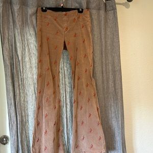 Free people pinkish/purplish floral flare pant